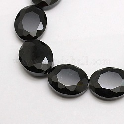 Perline di cristallo ovale di vetro fili, sfaccettato, nero, 20x16x8mm, Foro: 1 mm, circa 35pcs/filo, 27.5 pollice