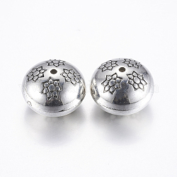Ccb Kunststoff-Perlen, Unterlegscheibe mit Blume, Antik Silber Farbe, 28x20 mm, Bohrung: 2.5 mm
