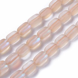 Synthetische Mondstein Perlen Stränge, holographische Perlen, matt, Würfel, orange, 10.5~11.5x5.5~7.5 mm, Bohrung: 1 mm, ca. 33~34 Stk. / Strang, 14.6 Zoll (37 cm)
