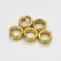 Messingspaltringe, Doppelschleifen-Biegeringe, golden, 4x0.8 mm, ca. 3.2 mm Innendurchmesser, ca. 6755 Stk. / 500 g