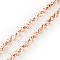 Cadenas rolo de hierro, cadena belcher, sin soldar, con carrete, oro rosa, 8x2.5mm, aproximadamente 82.02 pie (25 m) / rollo