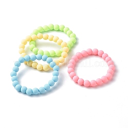 Bracelet extensible rond opaque en perles acryliques peintes à la bombe pour enfant, de Style caoutchouté, couleur mixte, diamètre intérieur: 1-3/4 pouce (4.5 cm)
