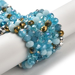 Chapelets de perles en verre, facette, rondelle, turquoise pale, 8x6mm, Trou: 1mm, Environ 65~68 pcs/chapelet, 15.7~16.1 pouce (40~41 cm)