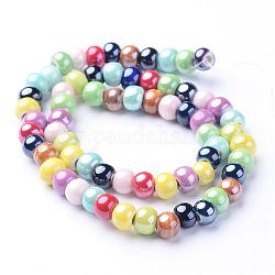 Handmade Porcelain Beads, Bright Glazed Porcelain, Rondelle, Colorful, 7x5mm, Hole: 2mm, about 65pcs/strand, 13.3 inch