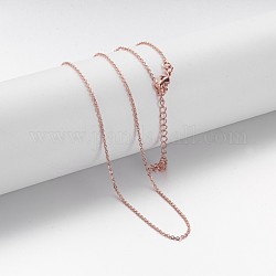 Collares de cadena de latón, cadena de cable, con broches de langosta, oro rosa, 17 pulgada