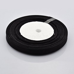 Organza Ribbon, Black, about 3/8 inch(10mm) wide, 50yards/roll(45.72m/roll)