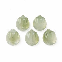 Perles de verre peintes par pulvérisation transparentes deux tons, lapin, vert olive, 14x12x8mm, Trou: 1.4mm