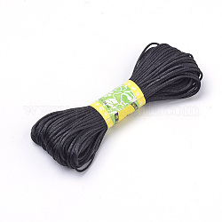 Cordón de satén de poliéster rattail, Para anudar chino, producir joyería, negro, 1.5mm, alrededor de 21.87 yarda (20 m) / paquete, 10 paquetes / bolsa