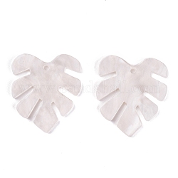 Acrylic Pendants, for DIY Earring Accessories, Leaf, Misty Rose, 29.5x26x2mm, Hole: 1.6mm