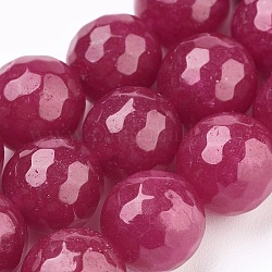 Natürliche Malaysia Jade Perlen Stränge, gefärbt, facettiert, Runde, Medium violett rot, 6 mm, Bohrung: 1 mm, ca. 62 Stk. / Strang, 14.5 Zoll