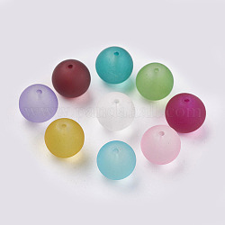 Mattierte Glasperlen, Mischfarbe, Runde, ca. 12 mm Durchmesser, Bohrung: 1.3~1.6 mm