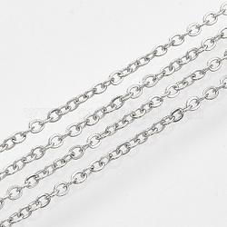 Iron Cable Chains, Soldered, with Spool, Flat Oval, Platinum, 2x1.5x0.3mm, about 100yard/roll