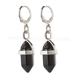 Kugel natürliche Obsidian Anhänger Creolen für Mädchen Frauen, mit 304 Edelstahl Zubehör, 46 mm, Stift: 0.6 mm
