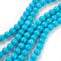 Kunsttürkisfarbenen Perlen Stränge, gefärbt, Runde, Deep-Sky-blau, 8 mm, Bohrung: 1 mm, ca. 50 Stk. / Strang, 15.35 Zoll
