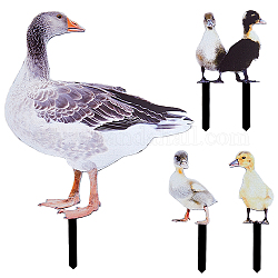 Double-sided Pattern Acrylic Garden Stake, Ground Insert Decor, Goose, Mixed Color, 120~250x44~182x2.5mm, 4pcs/set