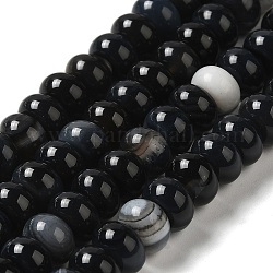 Natürliche Achat Perlen Stränge, gefärbt und erhitzt, Rondell, Schwarz, 8~8.5x4.5~5.5 mm, Bohrung: 1.4 mm, ca. 41 Stk. / Strang, 7.40~7.48'' (18.8~19 cm)