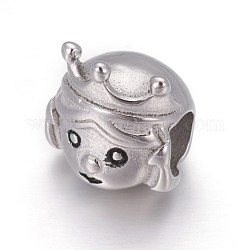 Retro 316 Perlen aus chirurgischem Edelstahl im europäischen Stil, Großloch perlen, Prinzessin, Antik Silber Farbe, 11.5x11x9 mm, Bohrung: 4.5 mm