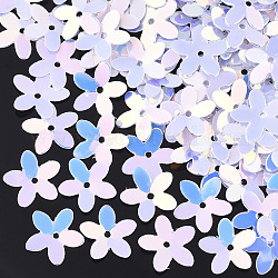 Perline paillette plastico, perle di paillettes, fiore, lilla, 10x10.5x0.5mm, Foro: 1 mm, circa 1600pcs/50g