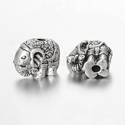 Elefant Legierung Perlen, Antik Silber Farbe, 9.5x11.5x7.5 mm, Bohrung: 2 mm