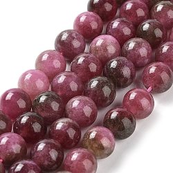 Gefärbte natürliche malaysia jade perlen stränge, Runde, Medium violett rot, 10 mm, Bohrung: 1.2 mm, ca. 19 Stk. / Strang, 7.09 Zoll (18 cm)