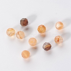 Природных бисера агат, окрашенная и подогревом, граненые, круглые, цвет пшеницы, 5 мм, отверстие : 1 мм