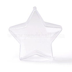 Colgantes de plástico transparente que se pueden abrir, adorno de navidad de adorno de plástico rellenable, estrella, Claro, 104x99x50mm, agujero: 3.5 mm, diámetro interior: 80x97 mm.
