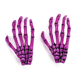 Хэллоуин скелет руки кость заколки для волос, пластиковые и железные заколки крокодил, фиолетовые, 72x41x6 мм