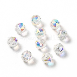 Glass Imitation Austrian Crystal Beads, Faceted, Round, Clear AB, 10x9mm, Hole: 1mm