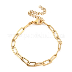 Chapado en iones (ip) 304 pulseras de cadena con clip de acero inoxidable para mujer, dorado, 6-1/8 pulgada (15.5 cm)