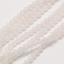 Chapelets de perle en jade blanc naturel, teinte, ronde, 2mm, Trou: 0.8mm, Environ 184 pcs/chapelet, 16 pouce