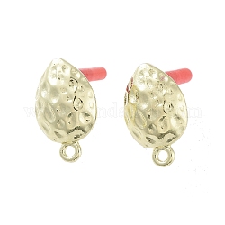 Rack Plating Golden Alloy Stud Earring Findings, with Loops and 304 Stainless Steel Pins, Cadmium Free & Nickel Free & Lead Free, Teardrop, 17.5x16.5mm, Hole: 1.6mm, Pin: 0.7x10.5mm