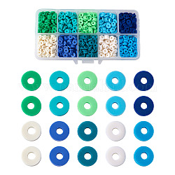 Perles d'argile polymère faites à la main pandahall, perles heishi, pour les fournitures de bricolage bijoux artisanat, disque / plat rond, couleur mixte, 6x1mm, Trou: 2mm, 10 couleurs, à propos 220~240pcs / couleur, 2200~2400 pcs / boîte
