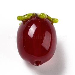 Perles au chalumeau faites à la main sur le thème de l'automne, kaki, rouge foncé, 14x12mm, Trou: 1.2mm