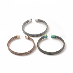 304 braccialetto a polsino aperto a forma di catena a maglie piatte in acciaio inossidabile per donna, colore misto, diametro interno: 2x2-1/2 pollice (5.15x6.2 cm)