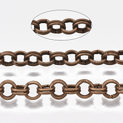 Cadenas rolo de hierro, dobles cadenas de eslabones, sin soldar, con carrete, cobre rojo, link: 5x0.8 mm, aproximadamente 82.02 pie (25 m) / rollo