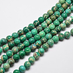 Fili di perle di diaspro imperiale naturale, tondo, tinto, ciano scuro, 6mm, Foro: 1 mm, circa 62pcs/filo, 15 pollice