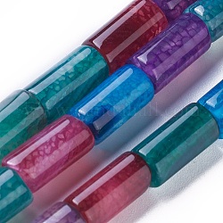 Naturali tinti perline agata fili, colonna, colorato, 15~16x7~8mm, Foro: 1.2 mm, circa 25pcs/filo, 15.3 pollice (39 cm)