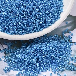 Perline miyuki delica, cilindro, perline giapponesi, 11/0, (db1783) capri blu foderato bianco ab, 1.3x1.6mm, Foro: 0.8 mm, circa 2000pcs/10g