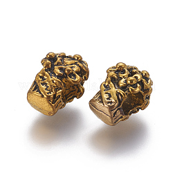 Сплавочные овальные бусины тибетского стиля , бусины с большим отверстием, античное золото , 11.5x8x7.5 мм, отверстие : 4.5 мм
