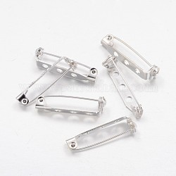 Accessori di spilla di ferro, indietro pin bar, colore argento placcato, 27 mm di lunghezza, 5 mm di larghezza, 7 mm di spessore, foro : about 1.5mm