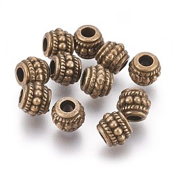 Perles en argent tibétain  , Sans cadmium & sans nickel & sans plomb, baril, bronze antique, 8x6.5mm, Trou: 3.5mm