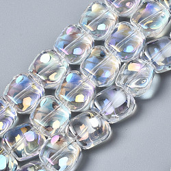 Chapelets de perles en verre électroplaqué, couleur ab , carrée, clair ab, 10.5x11x6mm, Trou: 1mm, Environ 60 pcs/chapelet, 25.20 pouce (64 cm)