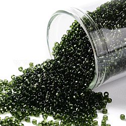 Cuentas de semillas redondas toho, Abalorios de la semilla japonés, (940) olivino transparente, 15/0, 1.5mm, agujero: 0.7 mm, acerca 3000pcs / botella, 10 g / botella