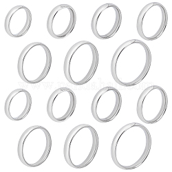 Dicosmetic 14pcs 7 Größe 304 Edelstahl einfacher glatter Band-Fingerring für Frauen, Edelstahl Farbe, US-Größe 2 1/4 (13.4 mm) ~ US-Größe 12 1/4 (21.5 mm), 2pcs / Größe