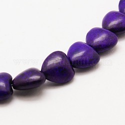 Herz synthetischen Türkis Perlen Stränge, gefärbt, Indigo, 12x12x5 mm, Bohrung: 1 mm, ca. 36 Stk. / Strang, 15.7 Zoll