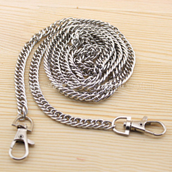 Tracolla a catena in ferro, con chiusure in lega, per sostituzione borsetta o tracolla, platino, 102cm