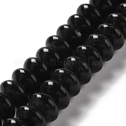 Perles de porcelaine perlées manuelles, plat rond, noir, 12x7mm, Trou: 1.6mm, Environ 45 pcs/chapelet, 12.40'' (31.5 cm)