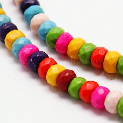 Fili di perline turchesi sintetiche a rondelle sfaccettate, tinto, colore misto, 10x6mm, Foro: 1 mm, circa 60pcs/filo, 15.7 pollice