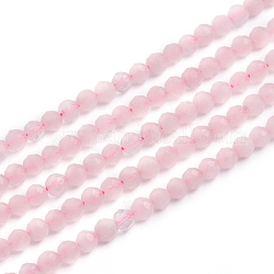 Chapelets de perles en quartz rose naturel, ronde, facette, 4mm, Trou: 0.6mm, Environ 97 pcs/chapelet, 15.35 pouce (39 cm)