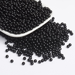 Opake Legierung Perlen, Runde, Schwarz, Größe: ca. 4mm Durchmesser, Bohrung: 1 mm, ca. 14000 Stk. / 500 g